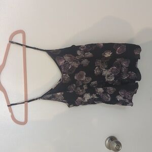 Floral silk camisole from Wilfred, size medium, black and grey